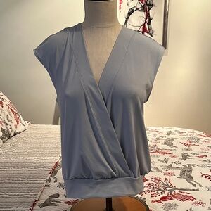 Banana Republic Light Gray Sleeveless Wrap Blouse